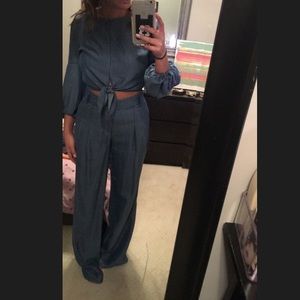 NWT! Bebe Two piece Chambray Jumpsuit